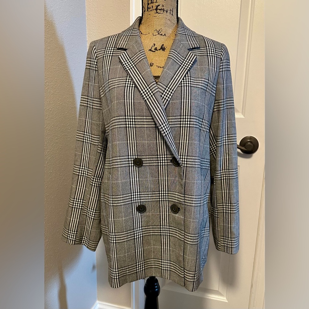 Madewell Plaid Double-Breasted Women's Jacket, Size Medium